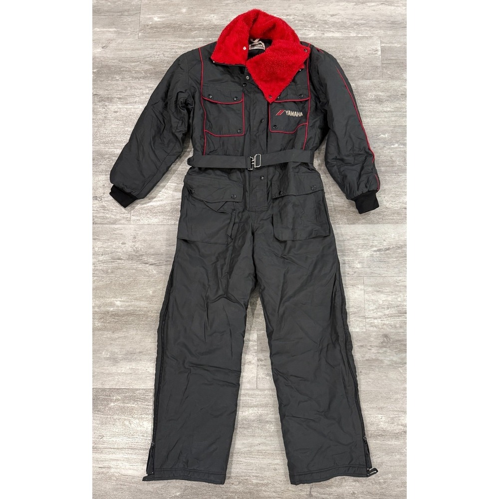 Vintage YAMAHA ski snow suit wind water proof Size L/XL Zip Snap Fur Collar